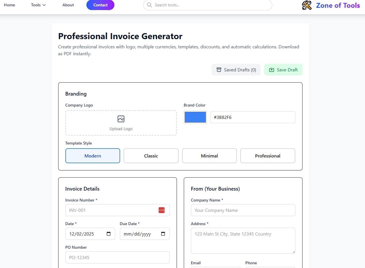 Invoice Generator screenshot