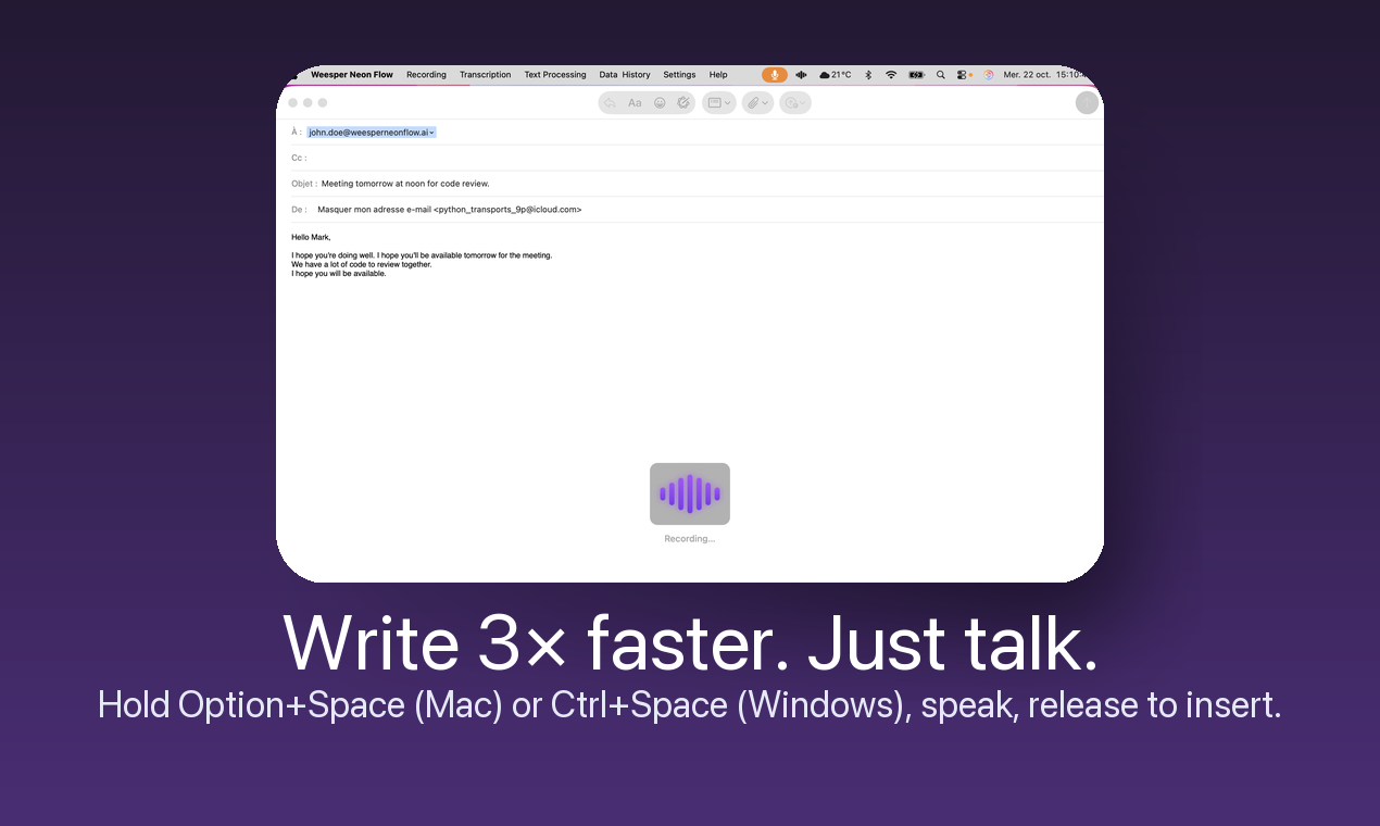 Weesper Neon Flow screenshot