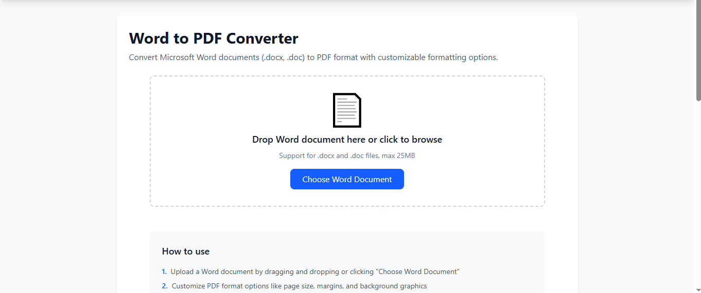Word to PDF Converter screenshot