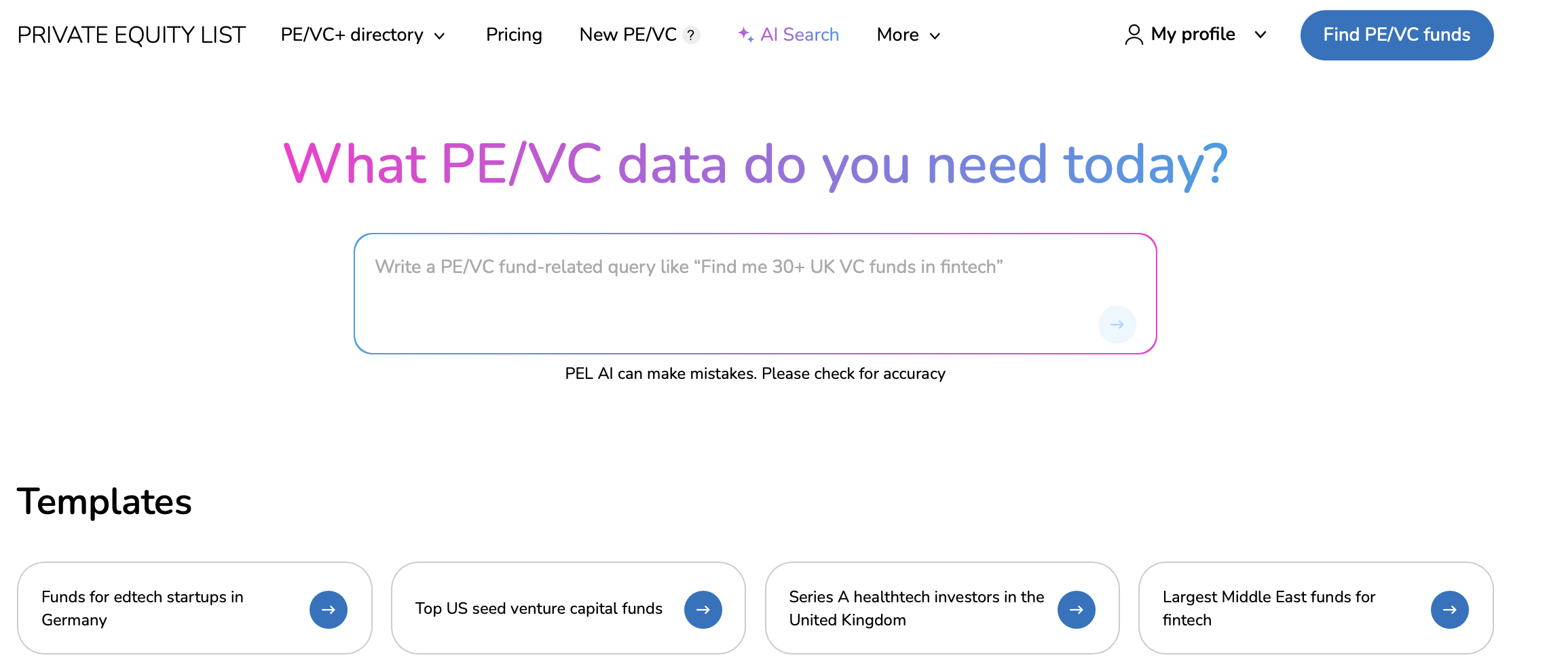 Private Equity List screenshot