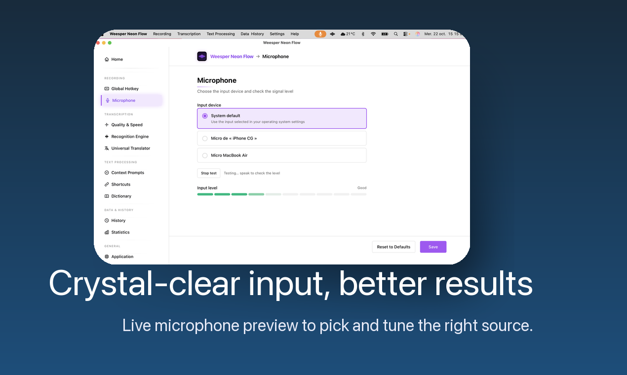 Weesper Neon Flow screenshot