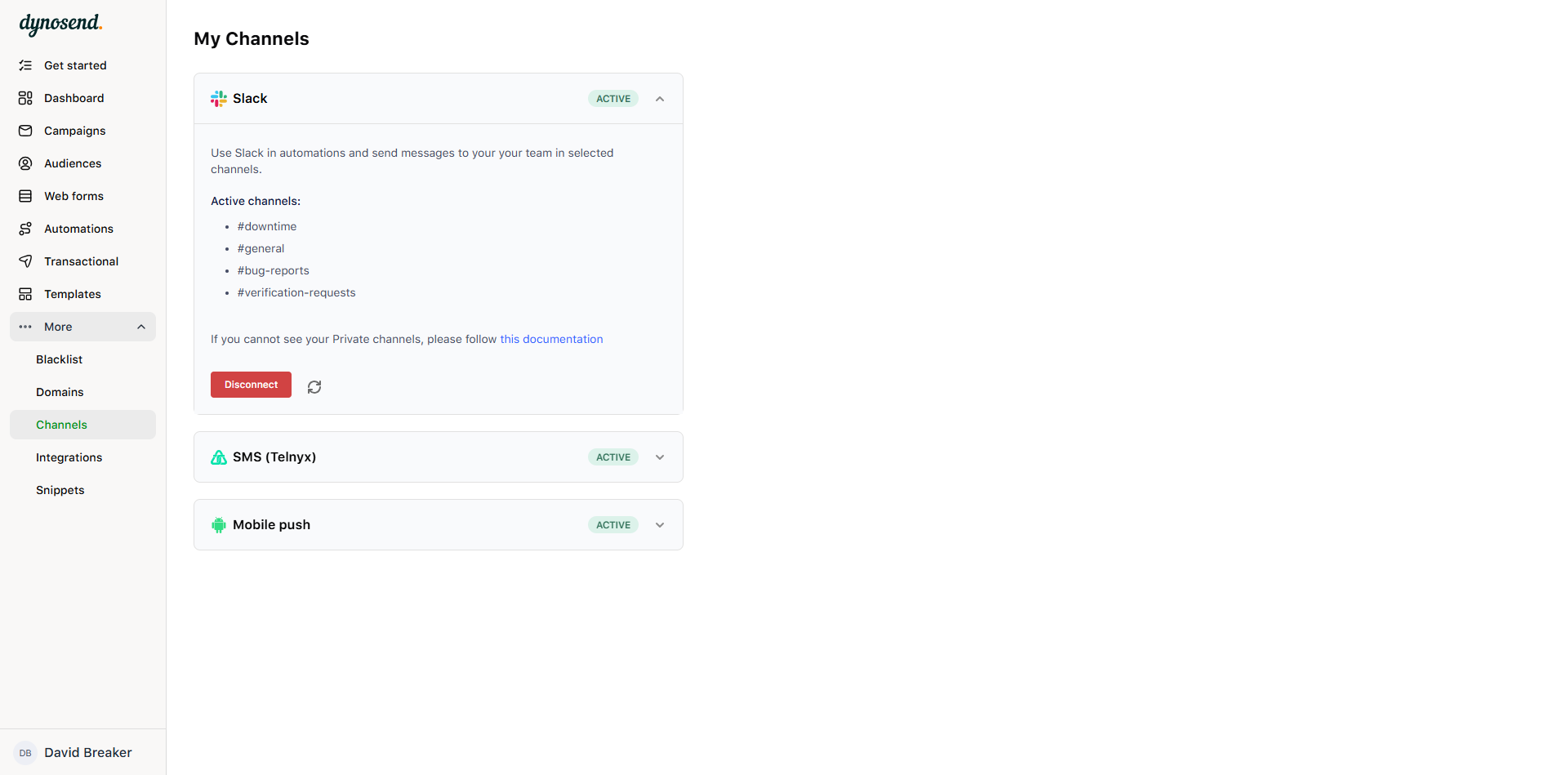 Dynosend screenshot