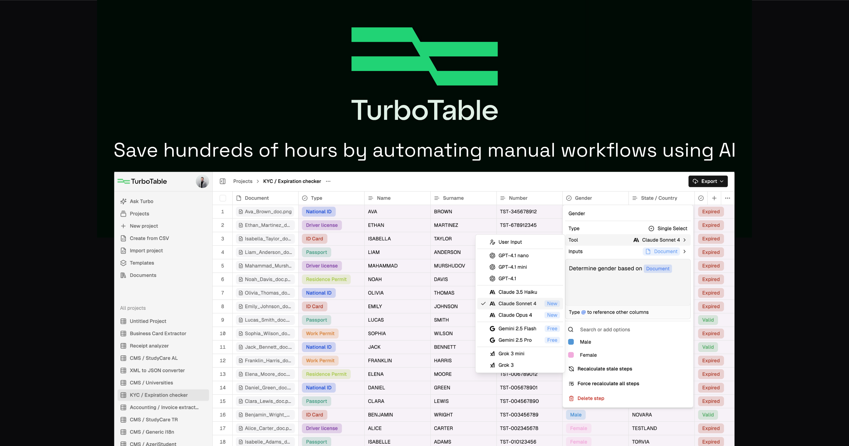 TurboTable AI screenshot