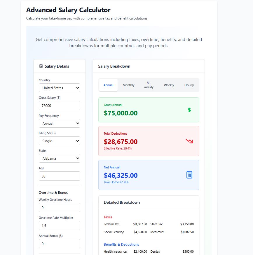 Advanced Salary Calculator screenshot