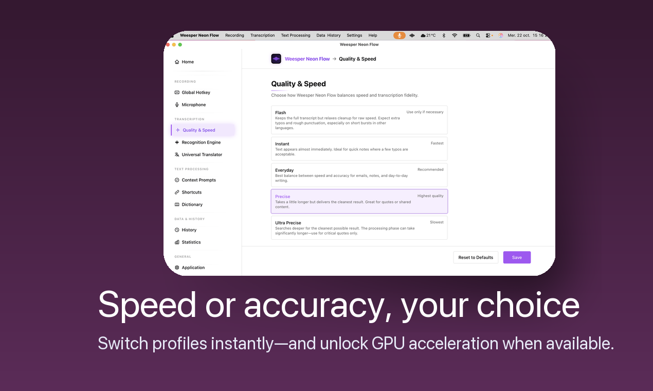Weesper Neon Flow screenshot
