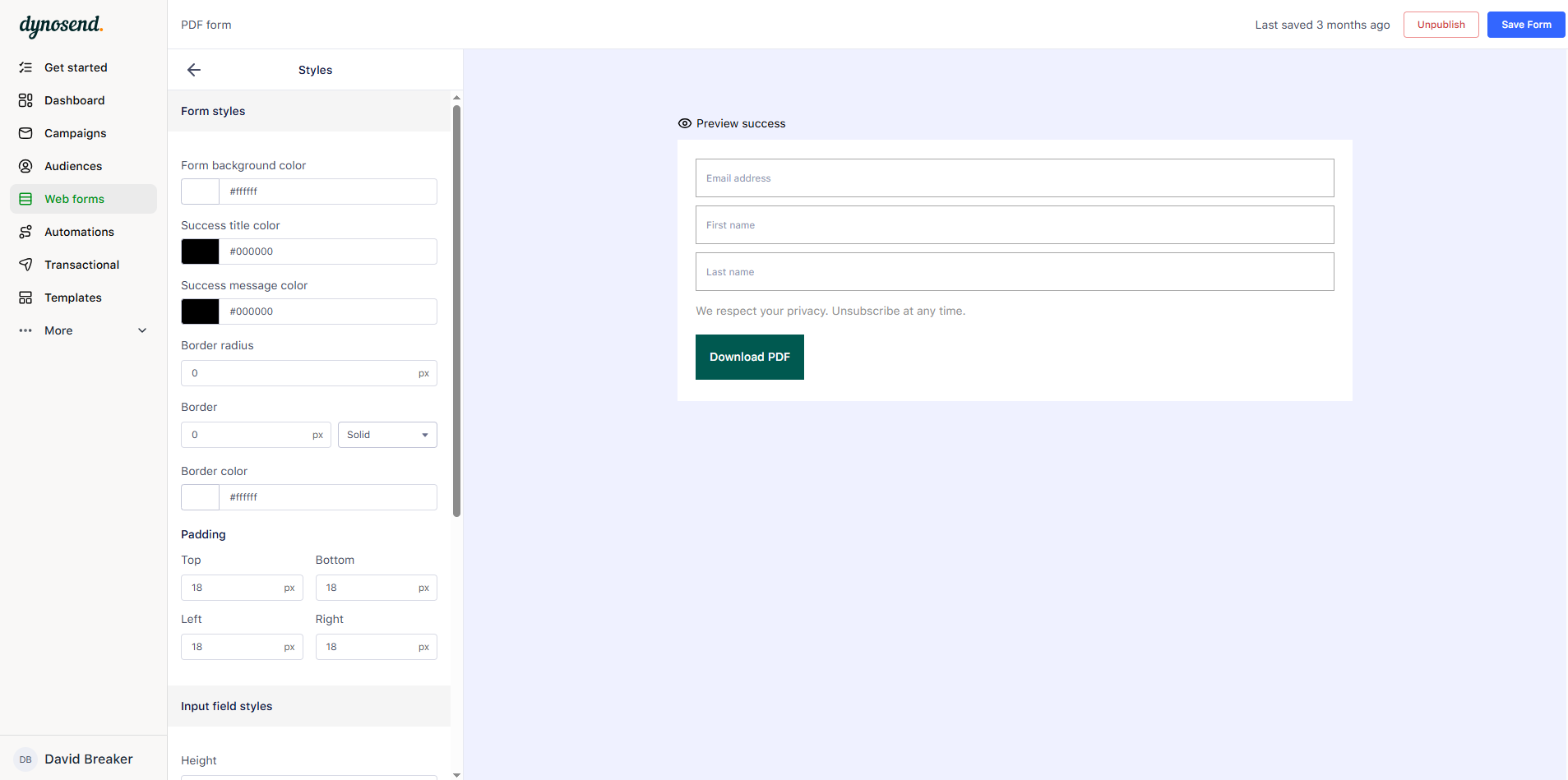 Dynosend screenshot
