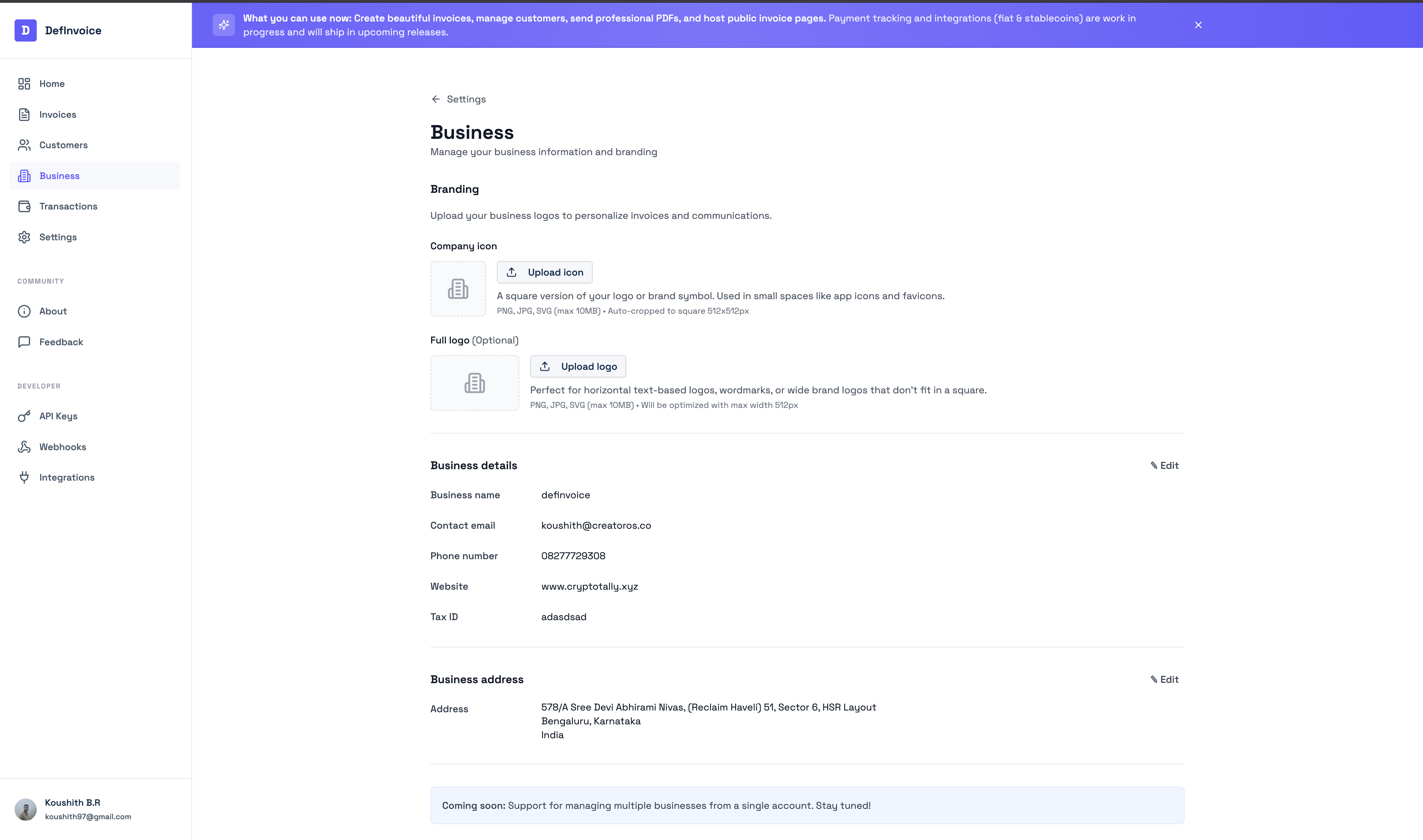 definvoice screenshot