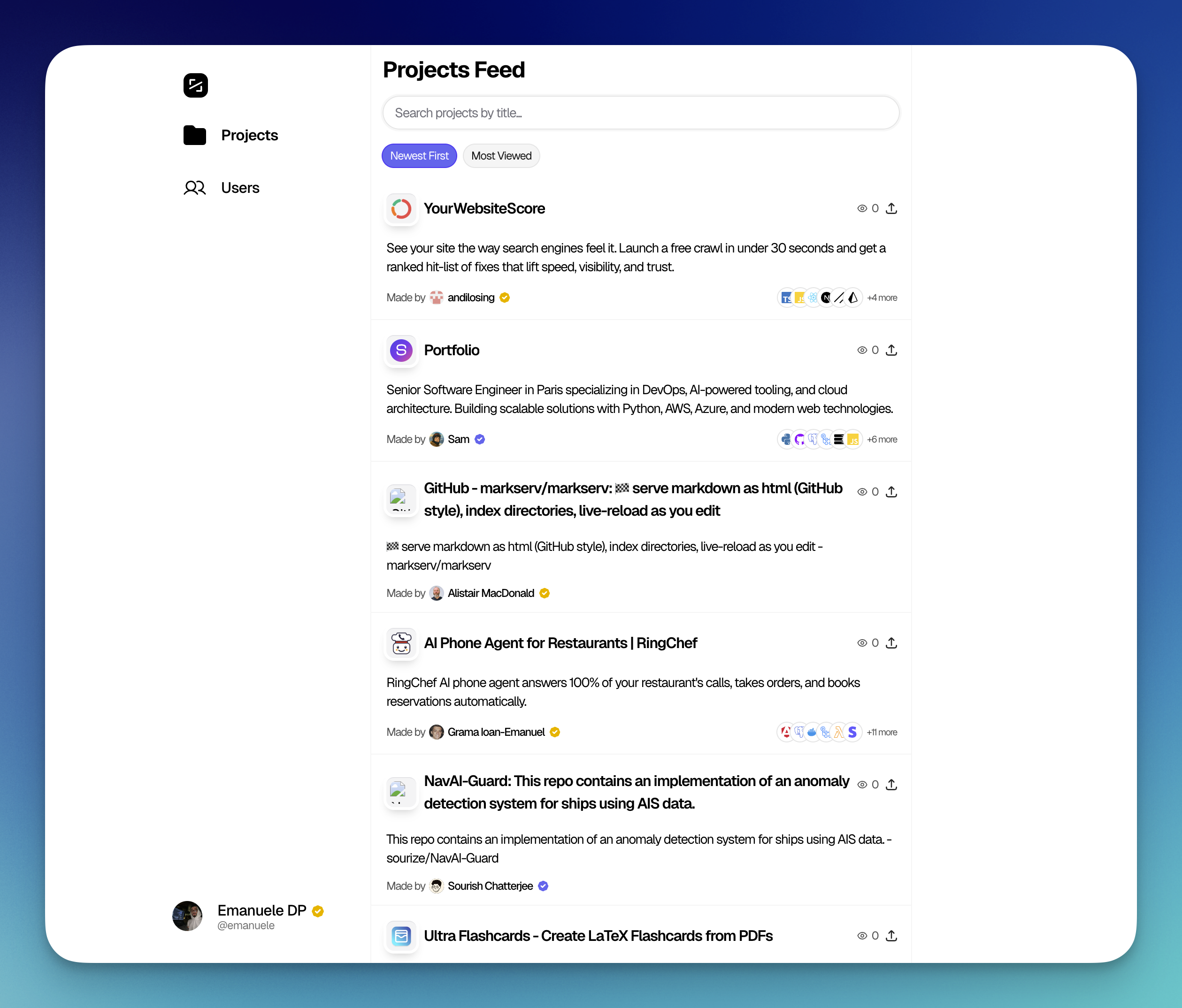 IndieDevs | Developer Portfolio & Link in bio with Analytics screenshot