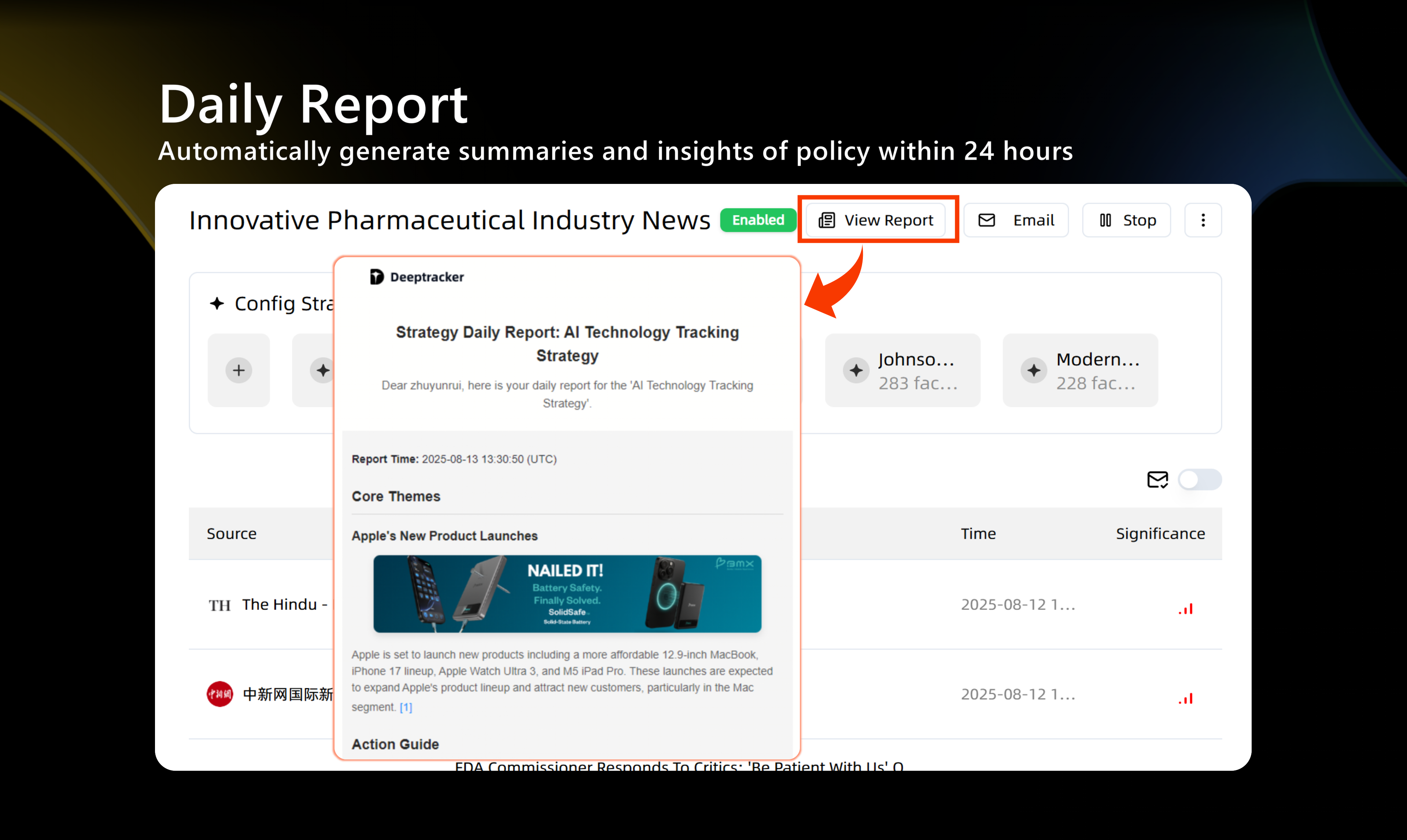 Deeptracker screenshot