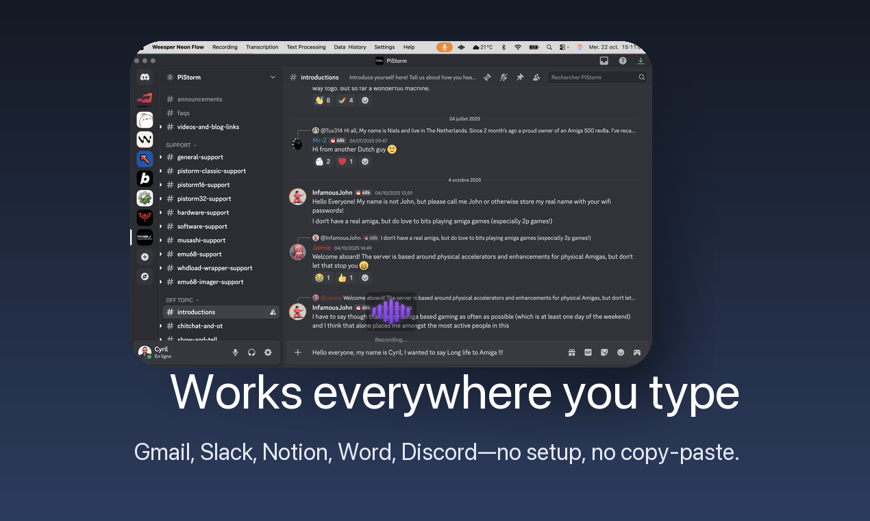 Weesper Neon Flow screenshot